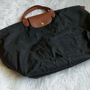 Longchamp Large Black Le Pliage Shopping Tote